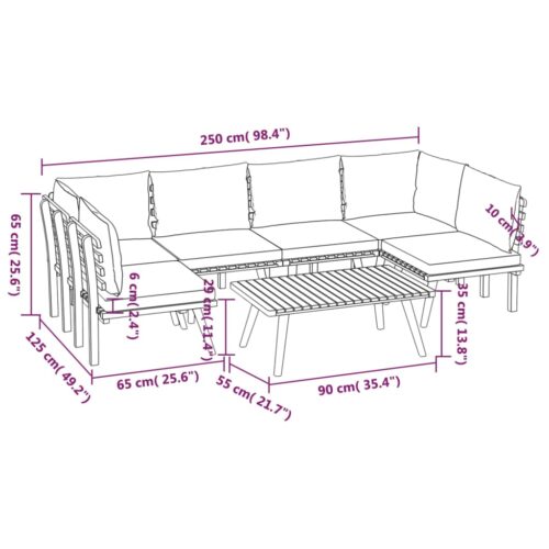 7-Piece Garden Lounge Set with Cushions Wood Timber Outdoor Patio Furniture Acacia - Image 10