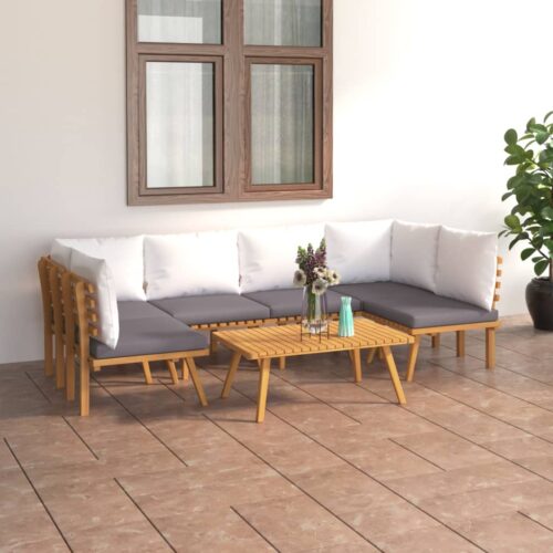 7-Piece Garden Lounge Set with Cushions Wood Timber Outdoor Patio Furniture Acacia - Image 11