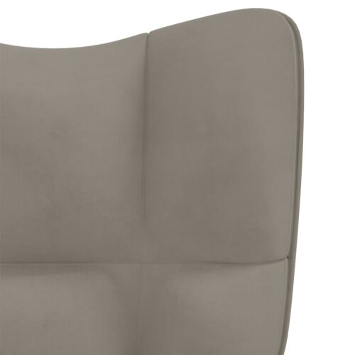 Rocking Chair with a Stool Light Grey Velvet - Image 8