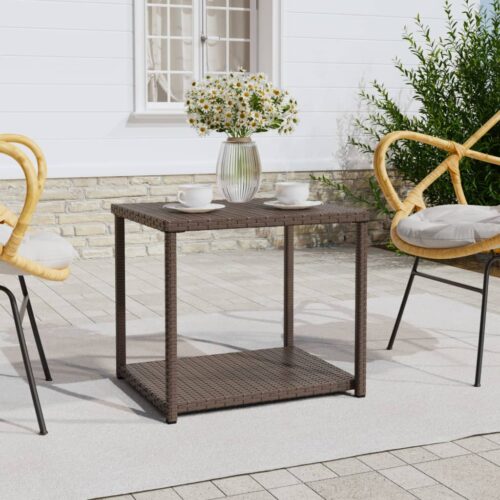 Side Table Brown 55x45x49cm Poly Rattan - Image 7