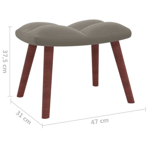 Rocking Chair with a Stool Light Grey Velvet - Image 11
