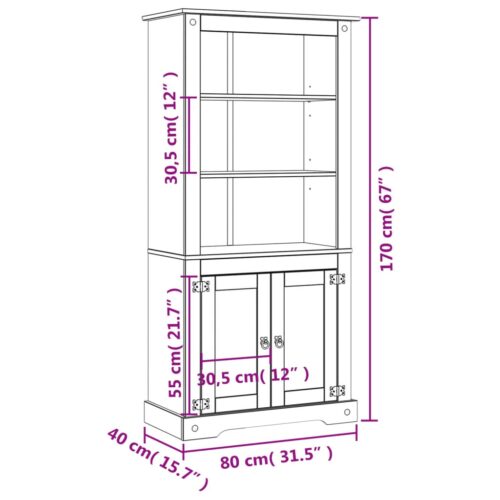 Cupboard Mexican Pine Corona Range 80x40x170cm - Image 9