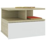 Floating Nightstands 2pcs White Sonoma Oak 40x31x27cm Engineered Wood
