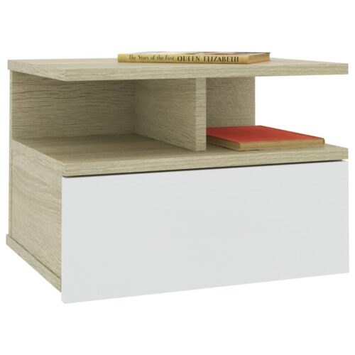 Floating Nightstands 2pcs White Sonoma Oak 40x31x27cm Engineered Wood