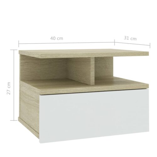 Floating Nightstands 2pcs White Sonoma Oak 40x31x27cm Engineered Wood - Image 7