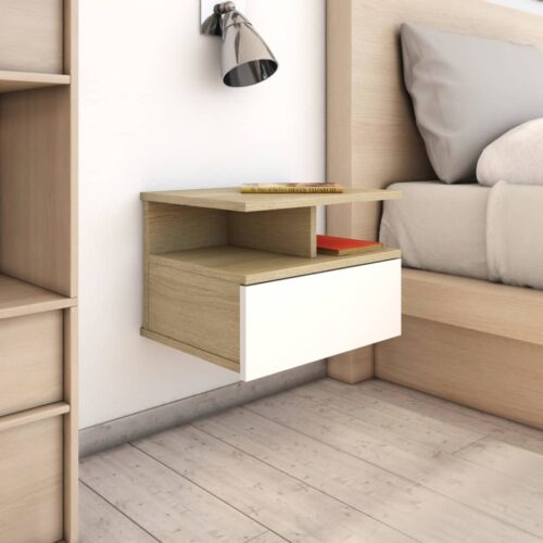 Floating Nightstands 2pcs White Sonoma Oak 40x31x27cm Engineered Wood - Image 8