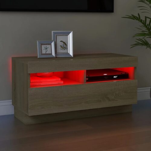 TV Cabinet with LED Lights Sonoma Oak 80x35x40cm - Image 4