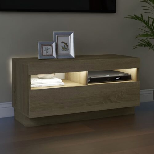 TV Cabinet with LED Lights Sonoma Oak 80x35x40cm - Image 6