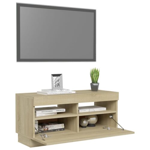 TV Cabinet with LED Lights Sonoma Oak 80x35x40cm - Image 7