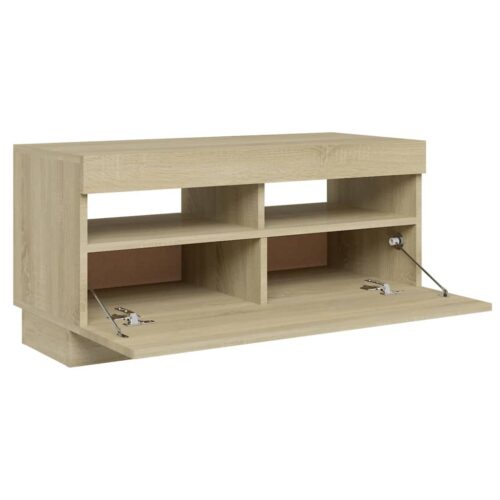 TV Cabinet with LED Lights Sonoma Oak 80x35x40cm - Image 9
