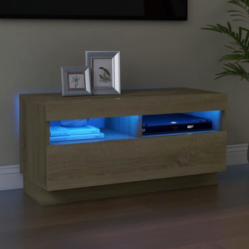 TV Cabinet with LED Lights Sonoma Oak 80x35x40cm - Image 3