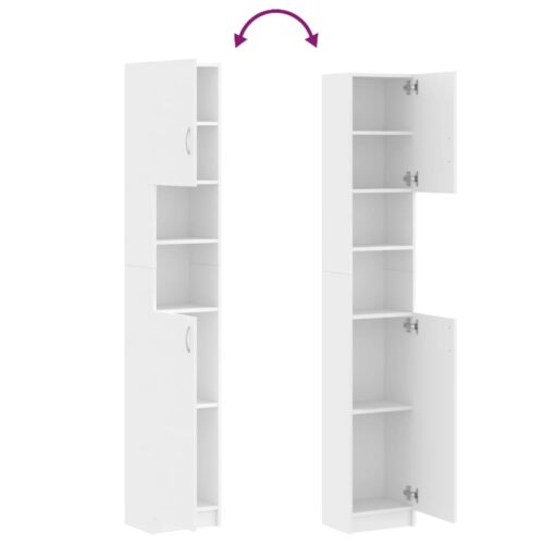 Bathroom Cabinet White 32x25.5x190cm Engineered Wood - Image 9