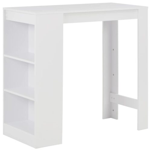 Bar Table with Shelf White 110x50x103cm