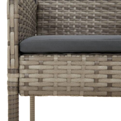 5-Piece Garden Dining Set with Cushions Black Grey Poly Rattan Wicker Outdoor Patio Furniture - Image 7