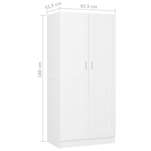 Wardrobe White 82.5x51.5x180cm Engineered Wood - Image 8