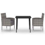3-Piece Garden Dining Set Outdoor Patio Bistro Chairs Table Wooden Furniture