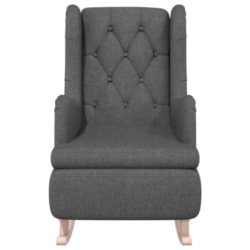 Armchair with Solid Rubber Wood Rocking Legs Dark Grey Fabric - Image 3