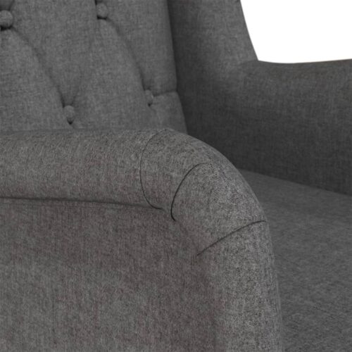 Armchair with Solid Rubber Wood Rocking Legs Dark Grey Fabric - Image 6