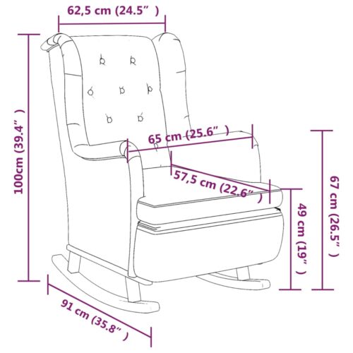 Armchair with Solid Rubber Wood Rocking Legs Dark Grey Fabric - Image 8