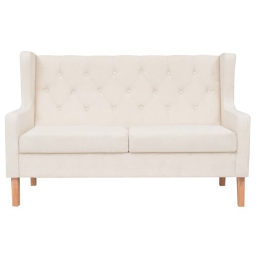 2-Seater Sofa Fabric Cream White - Image 2