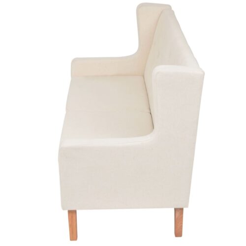 2-Seater Sofa Fabric Cream White - Image 3