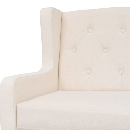 2-Seater Sofa Fabric Cream White - Image 4