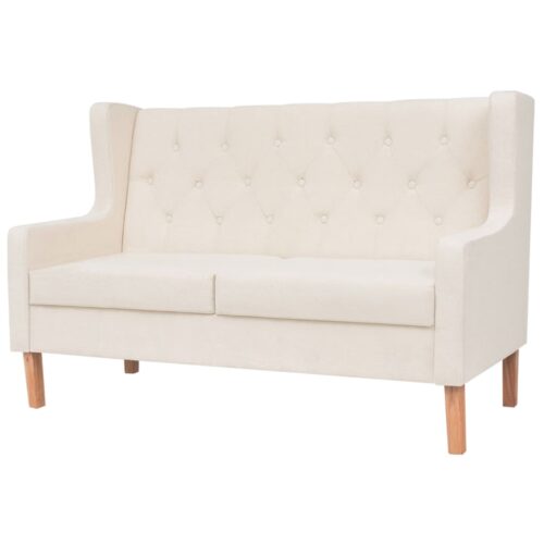 2-Seater Sofa Fabric Cream White - Image 8