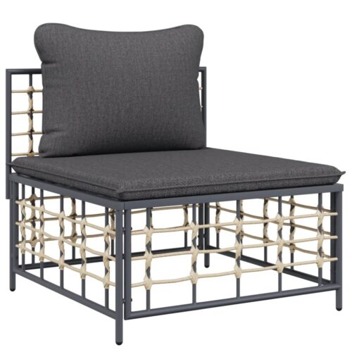 5-Piece Garden Lounge Set with Cushions Anthracite Poly Rattan - Image 4