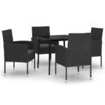 5-Piece Garden Dining Set Black