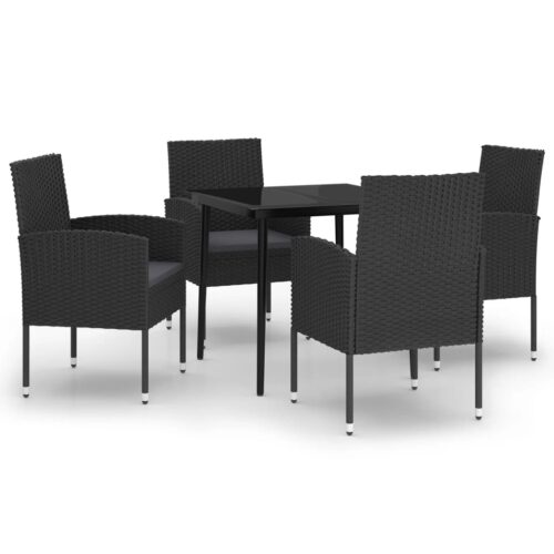 5-Piece Garden Dining Set Black