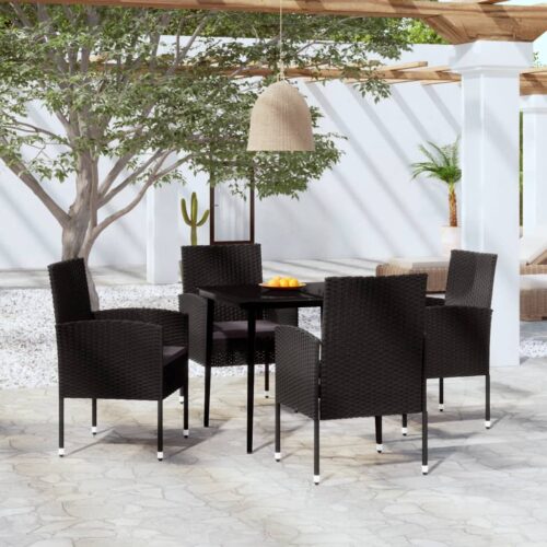 5-Piece Garden Dining Set Black - Image 9