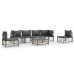 7-Piece Garden Lounge Set with Cushions Anthracite Poly Rattan