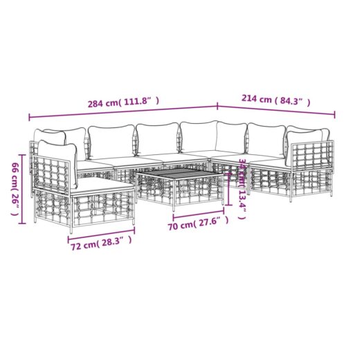 8-Piece Garden Lounge Set with Cushions Anthracite Poly Rattan - Image 9