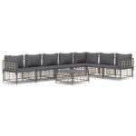 8-Piece Garden Lounge Set with Cushions Anthracite Poly Rattan
