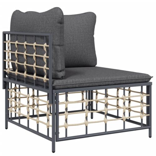 8-Piece Garden Lounge Set with Cushions Anthracite Poly Rattan - Image 4