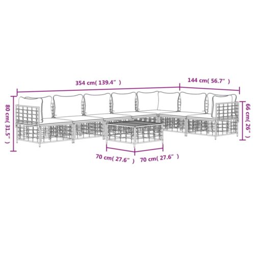 8-Piece Garden Lounge Set with Cushions Anthracite Poly Rattan - Image 9