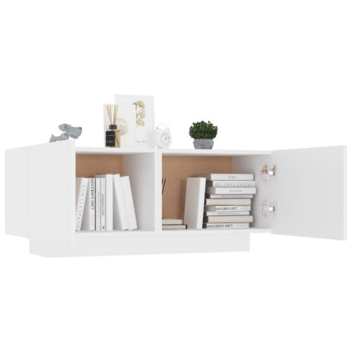 Bedside Cabinet White 100x35x40cm Engineered Wood - Image 3