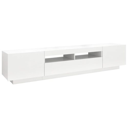LED RGB Lights Wooden TV Cabinet Entertainment Unit Stand Storage Shelf White - Image 7