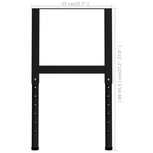 Adjustable Work Bench Frames 2pcs Metal 55x(69-95.5)cm Black - Image 9