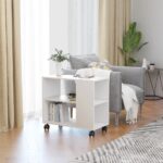 Portable Side Table Sofa Bedside Lamp Stand Storage Shelf Table Wooden White