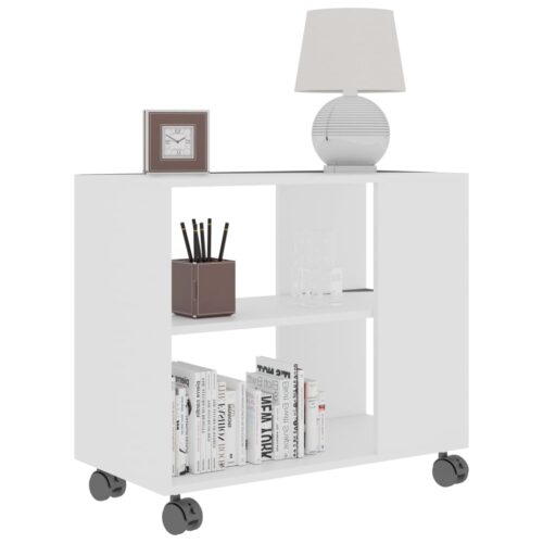 Portable Side Table Sofa Bedside Lamp Stand Storage Shelf Table Wooden White - Image 3