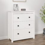 Sideboard White 70x35x80cm Solid Wood Pine