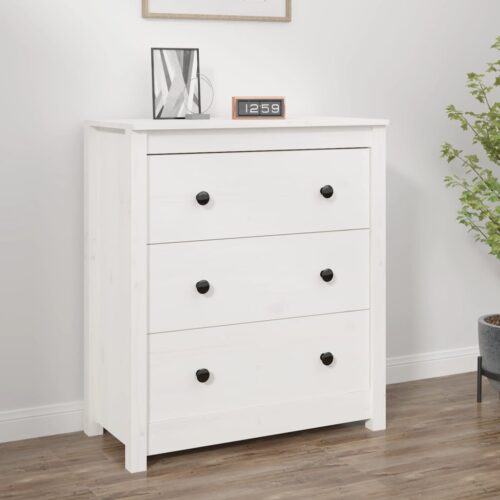 Sideboard White 70x35x80cm Solid Wood Pine - Image 11