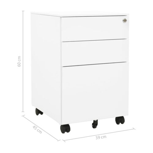 Mobile File Cabinet White 39x45x60cm Steel - Image 11