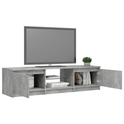 TV Cabinet with LED Lights Concrete Grey 140x40x35.5cm - Image 7