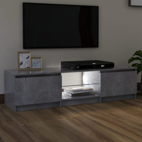 TV Cabinet with LED Lights Concrete Grey 140x40x35.5cm - Image 9