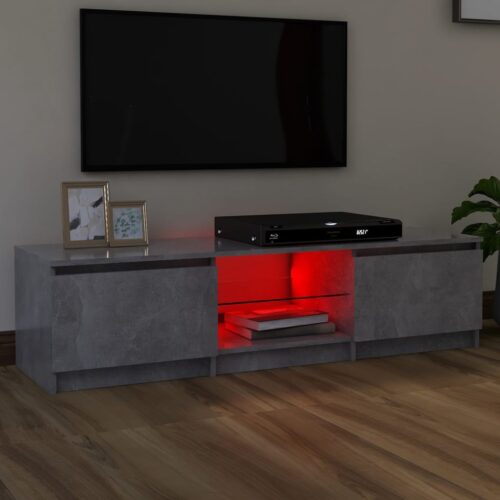 TV Cabinet with LED Lights Concrete Grey 140x40x35.5cm - Image 10
