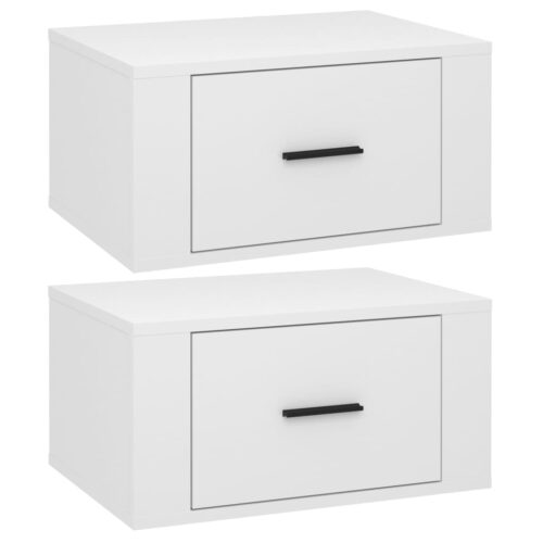 Wall-mounted Bedside Cabinets 2pcs High Gloss White 50x36x25cm - Image 2
