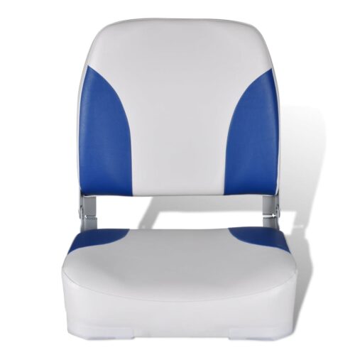 Boat Seat Foldable Backrest with Blue-white Pillow 41x36x48cm - Image 2