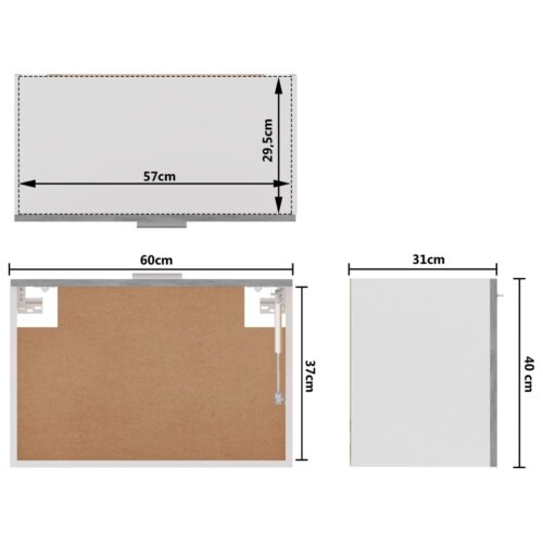 Hanging Cabinet Concrete Grey 60x31x40cm Engineered Wood - Image 9